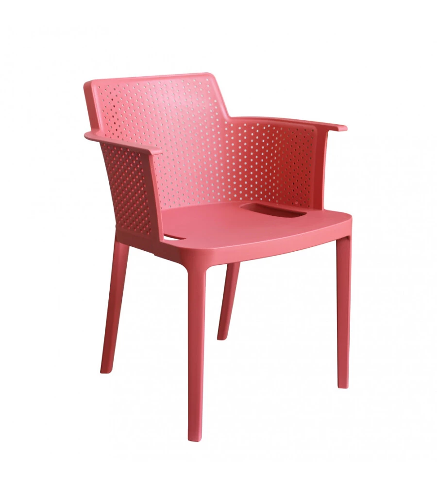 SEDIA DA ESTERNO IMPILABILE ELICA GARDEN "CATHY" IN POLIPROPILENE ROSSO CORALLO 60X58X76,5 CM