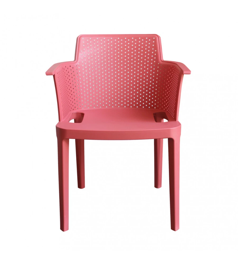 SEDIA DA ESTERNO IMPILABILE ELICA GARDEN "CATHY" IN POLIPROPILENE ROSSO CORALLO 60X58X76,5 CM