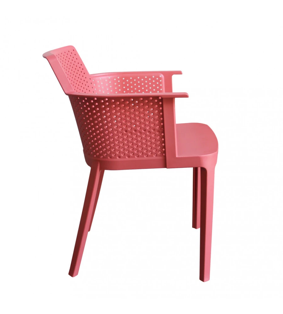 SEDIA DA ESTERNO IMPILABILE ELICA GARDEN "CATHY" IN POLIPROPILENE ROSSO CORALLO 60X58X76,5 CM