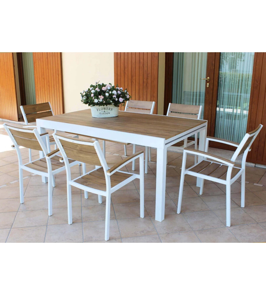 SEDIA DA ESTERNO ELICA GARDEN "CAYMAN" IN ALLUMINIO E POLYWOOD BIANCO 54X54X84 CM