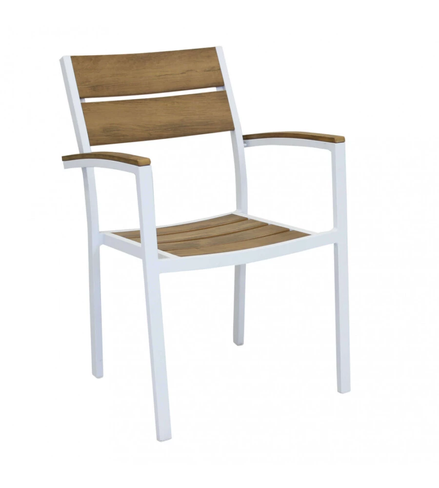 SEDIA DA ESTERNO ELICA GARDEN "CAYMAN" IN ALLUMINIO E POLYWOOD BIANCO 54X54X84 CM