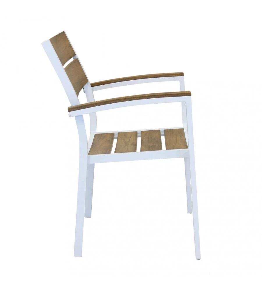 SEDIA DA ESTERNO ELICA GARDEN "CAYMAN" IN ALLUMINIO E POLYWOOD BIANCO 54X54X84 CM