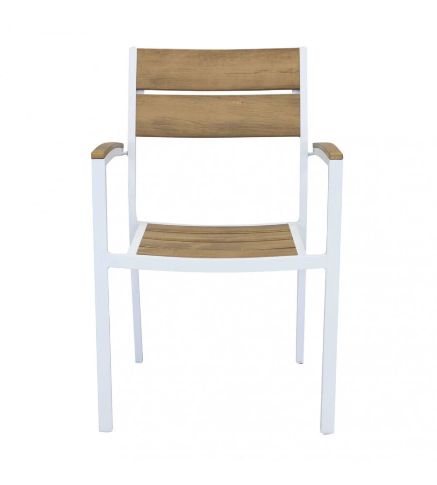 SEDIA DA ESTERNO ELICA GARDEN "CAYMAN" IN ALLUMINIO E POLYWOOD BIANCO 54X54X84 CM