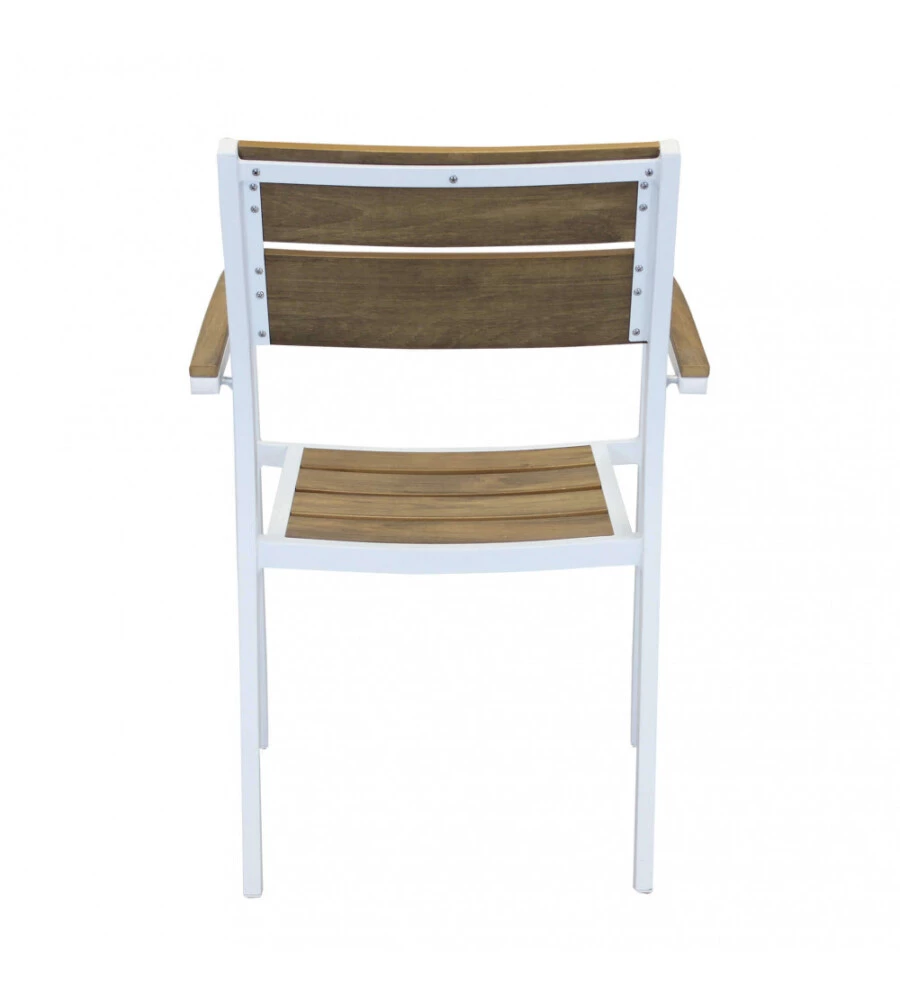 SEDIA DA ESTERNO ELICA GARDEN "CAYMAN" IN ALLUMINIO E POLYWOOD BIANCO 54X54X84 CM