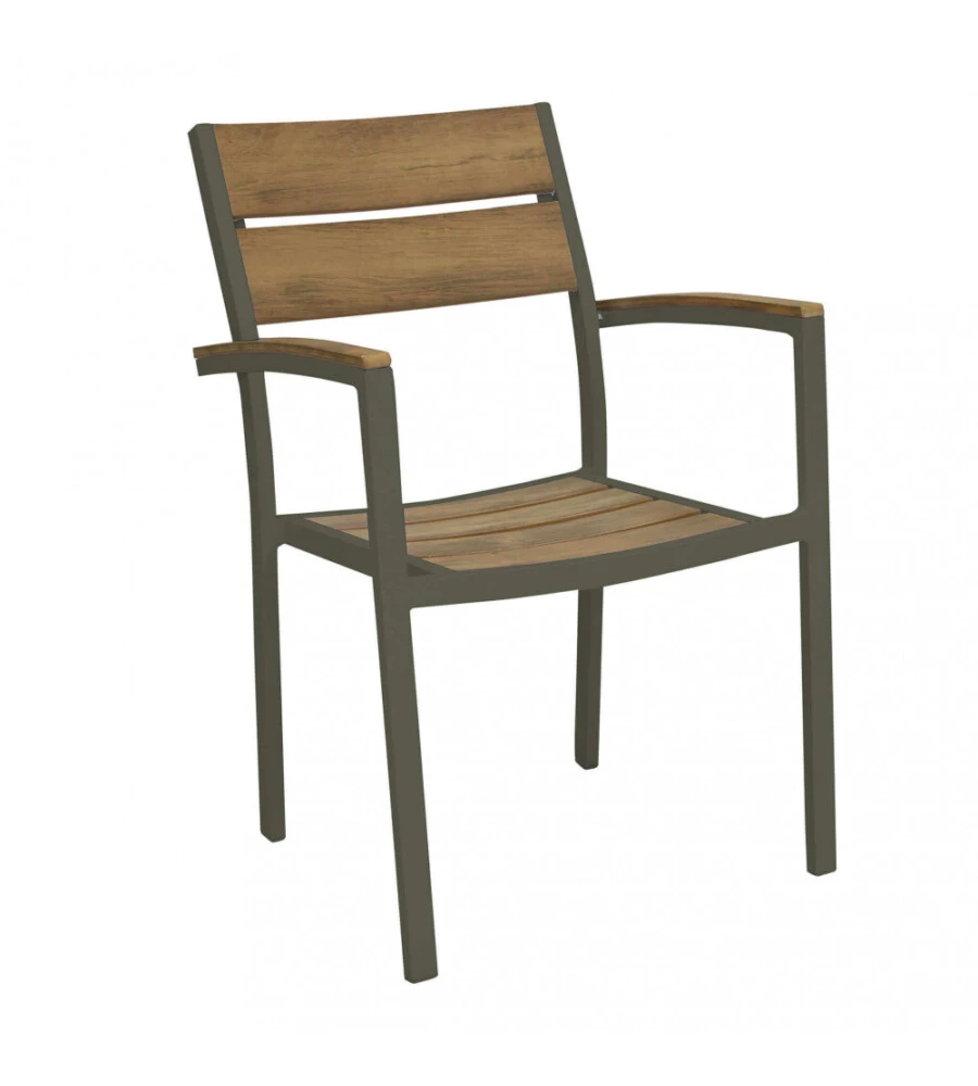 SEDIA DA ESTERNO ELICA GARDEN "CAYMAN" IN ALLUMINIO E POLYWOOD TAUPE 54X54X84 CM