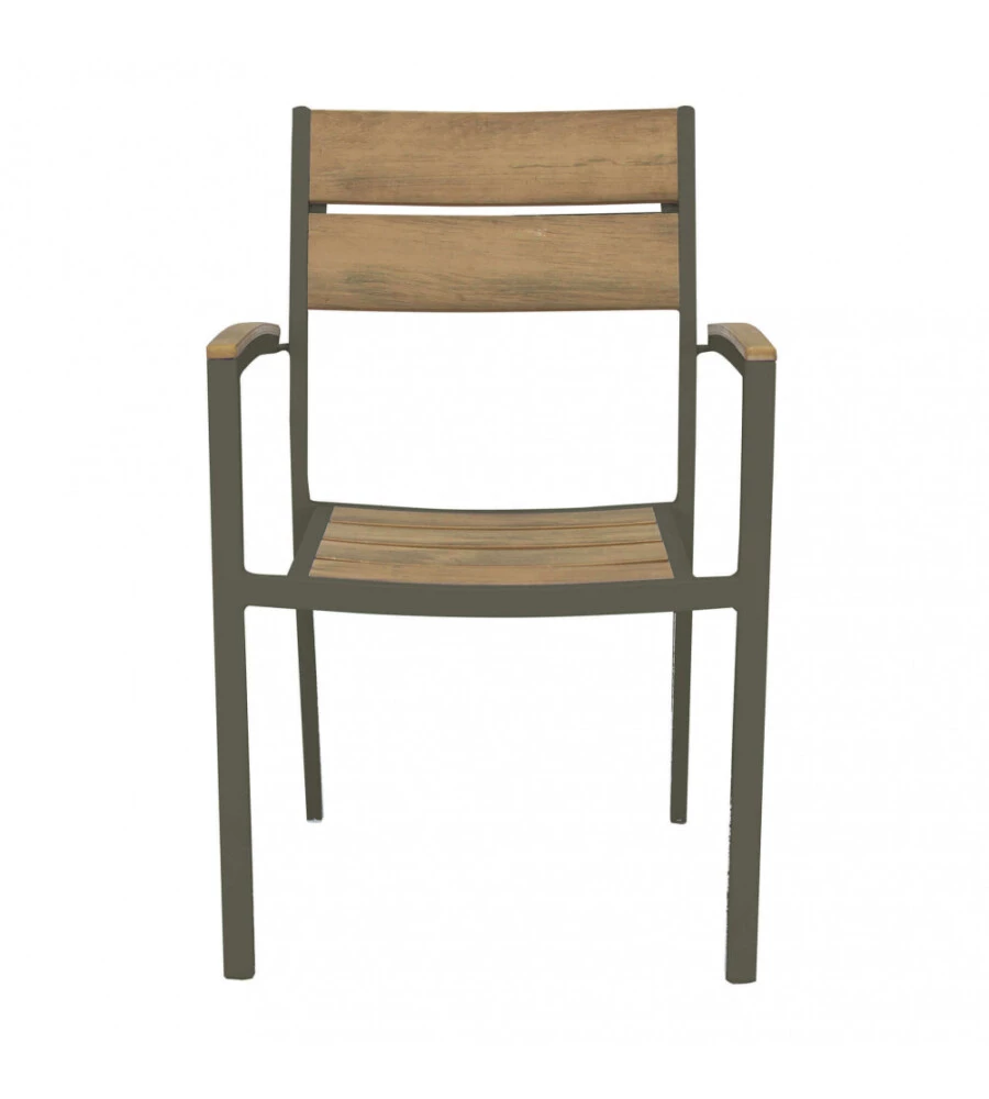 SEDIA DA ESTERNO ELICA GARDEN "CAYMAN" IN ALLUMINIO E POLYWOOD TAUPE 54X54X84 CM