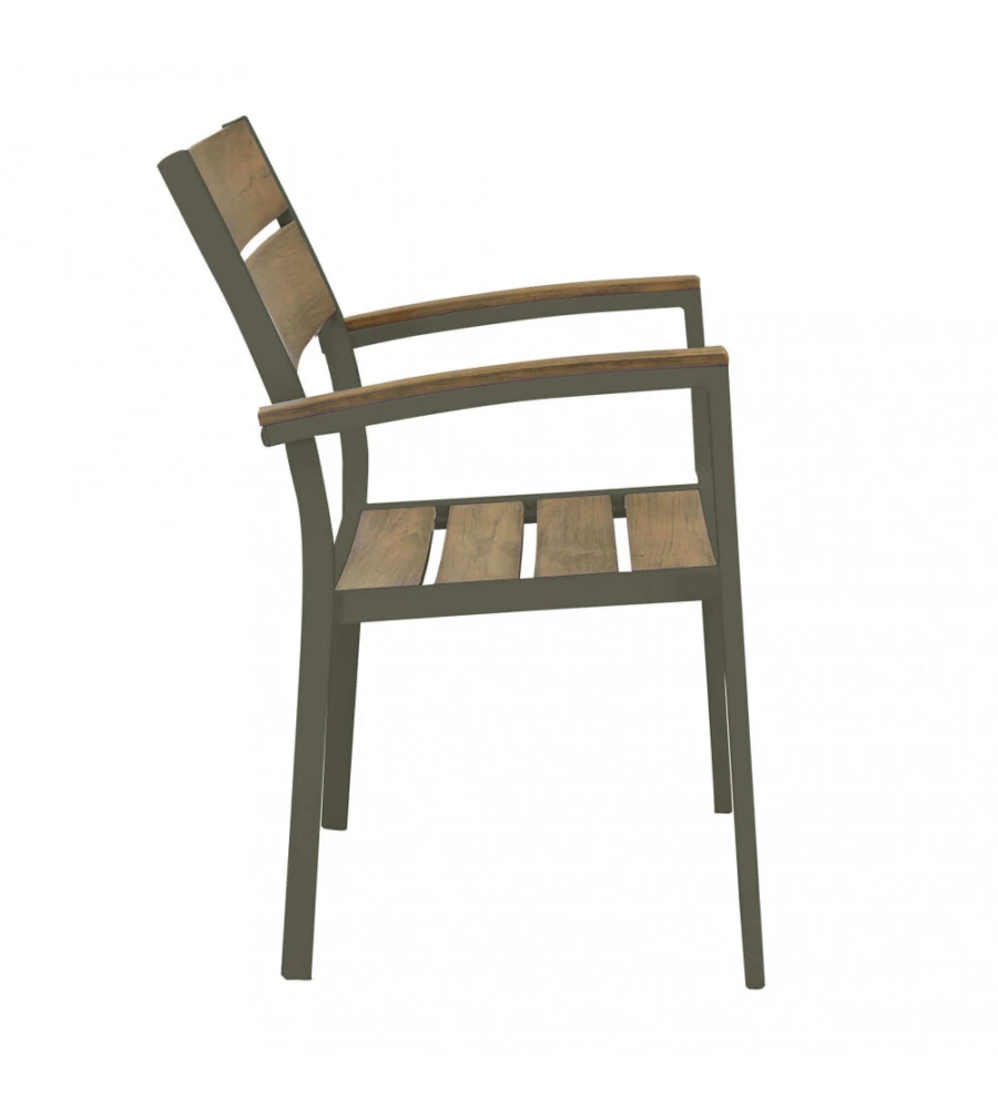 SEDIA DA ESTERNO ELICA GARDEN "CAYMAN" IN ALLUMINIO E POLYWOOD TAUPE 54X54X84 CM
