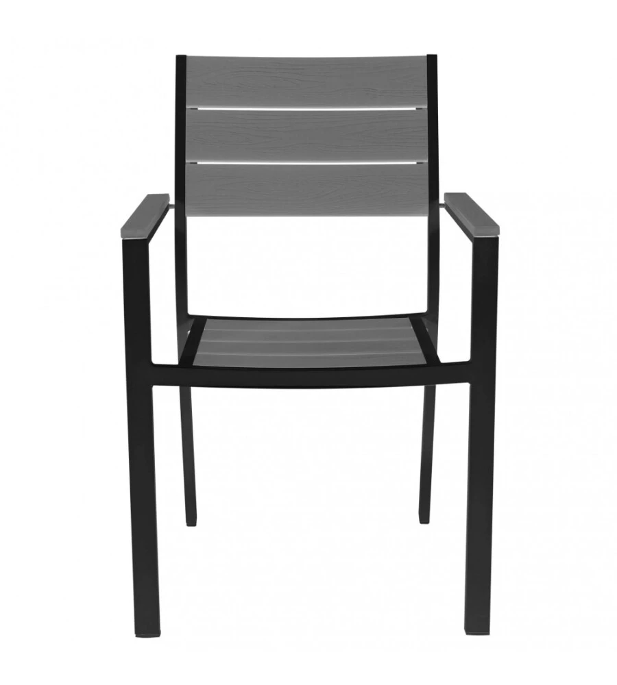 SEDIA DA ESTERNO IMPILABILE ELICA GARDEN "CERVIA" IN ALLUMINIO E POLYWOOD ANTRACITE E GRIGIO 58X46,5X87 CM