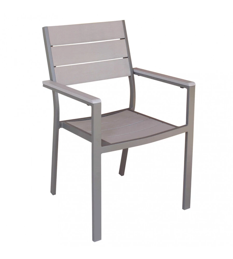 SEDIA DA ESTERNO IMPILABILE ELICA GARDEN "CERVIA" IN ALLUMINIO E POLYWOOD TAUPE E GRIGIO 58X46,5X87 CM