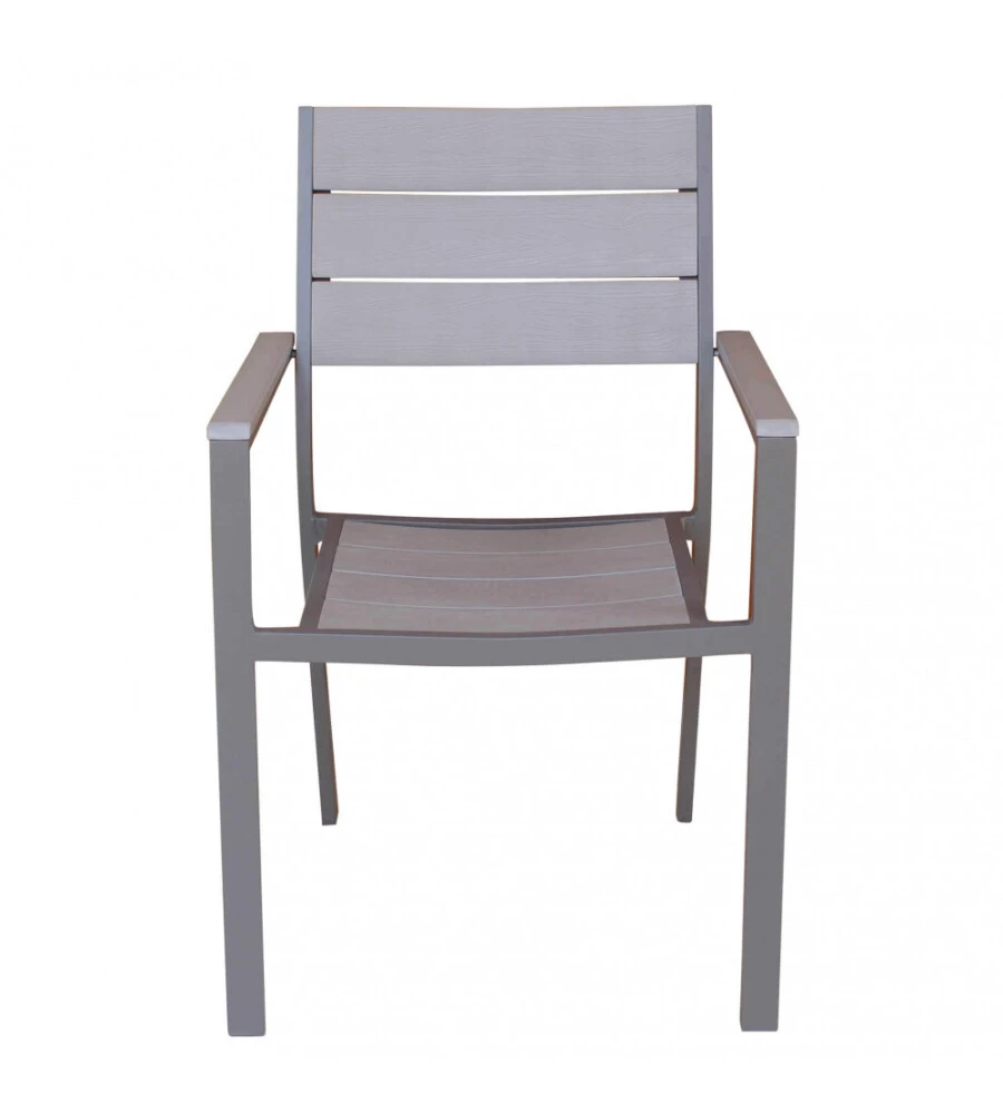 SEDIA DA ESTERNO IMPILABILE ELICA GARDEN "CERVIA" IN ALLUMINIO E POLYWOOD TAUPE E GRIGIO 58X46,5X87 CM