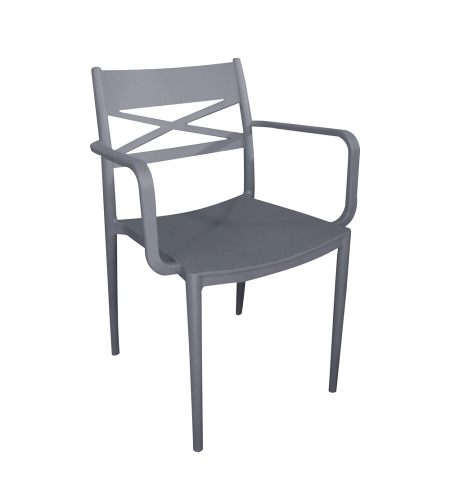 SEDIA DA ESTERNO ELICA GARDEN "DARLEEN" IN POLIPROPILENE GRIGIO SCURO 55X55X81 CM