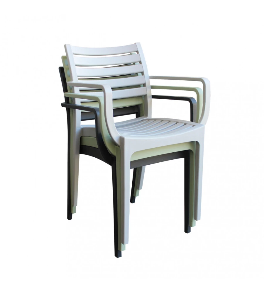 SEDIA DA ESTERNO IMPILABILE ELICA GARDEN "EVELINE" IN POLIPROPILENE GRIGIO 58,5X55,2X84 CM