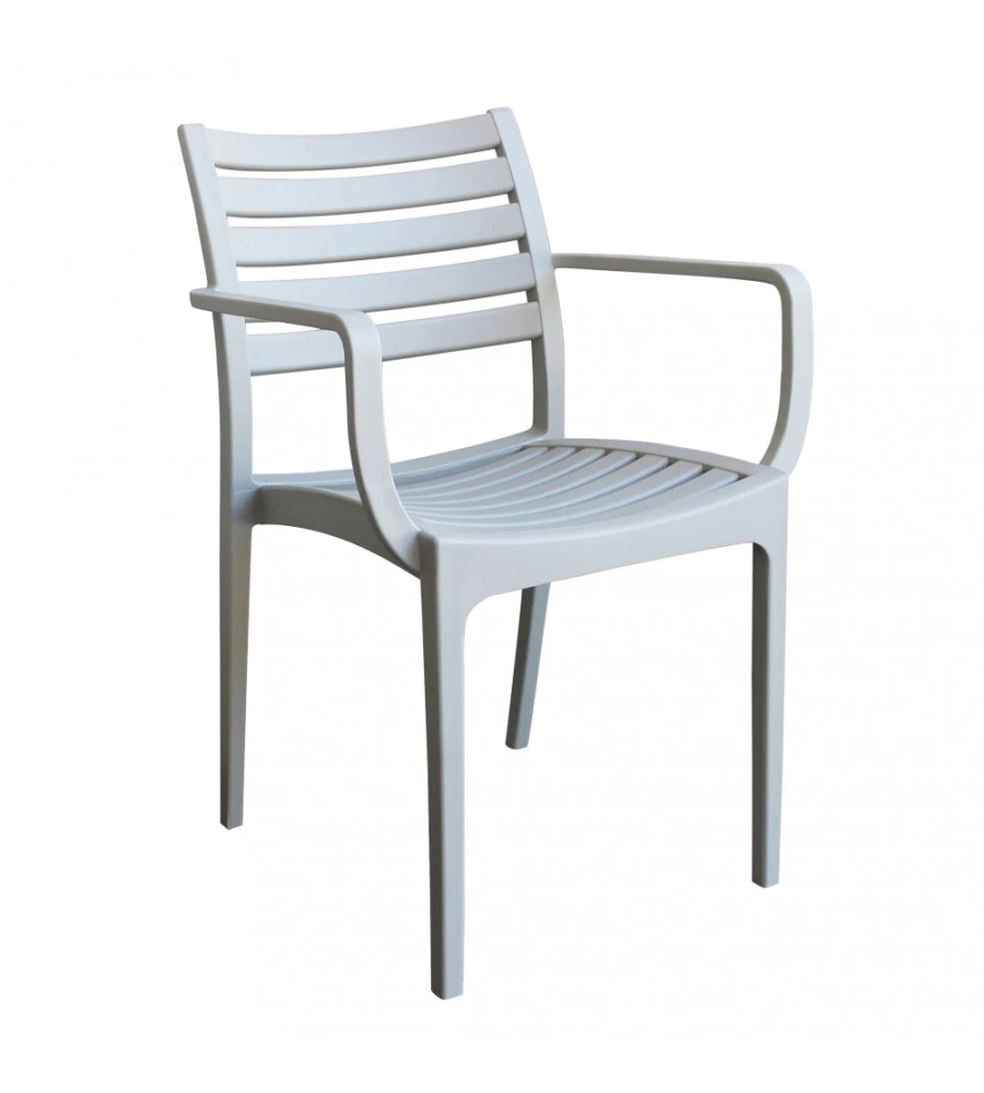 SEDIA DA ESTERNO IMPILABILE ELICA GARDEN "EVELINE" IN POLIPROPILENE GRIGIO 58,5X55,2X84 CM