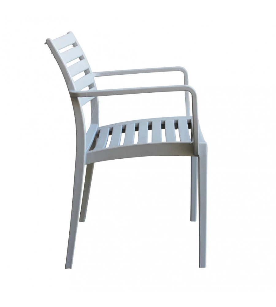 SEDIA DA ESTERNO IMPILABILE ELICA GARDEN "EVELINE" IN POLIPROPILENE GRIGIO 58,5X55,2X84 CM