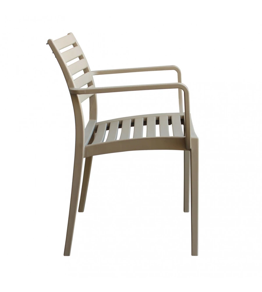 SEDIA DA ESTERNO IMPILABILE ELICA GARDEN "EVELINE" IN POLIPROPILENE TORTORA 58,5X55,2X84 CM
