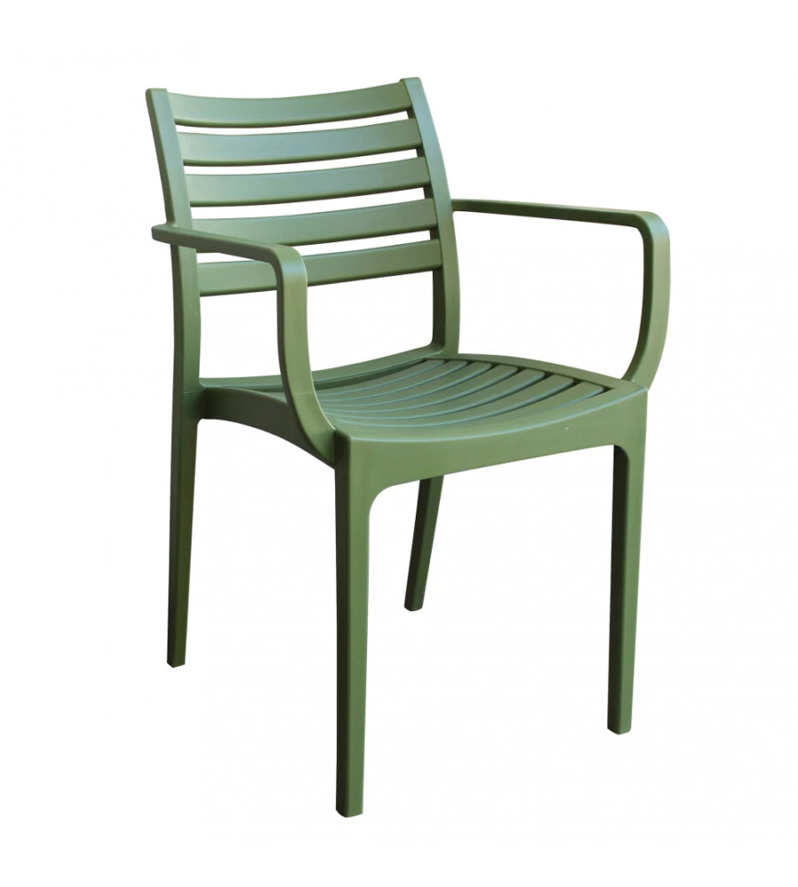 SEDIA DA ESTERNO IMPILABILE ELICA GARDEN "EVELINE" IN POLIPROPILENE VERDE SCURO 58,5X55,2X84 CM