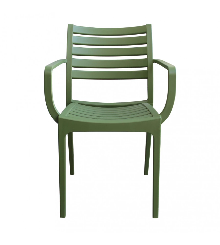 SEDIA DA ESTERNO IMPILABILE ELICA GARDEN "EVELINE" IN POLIPROPILENE VERDE SCURO 58,5X55,2X84 CM
