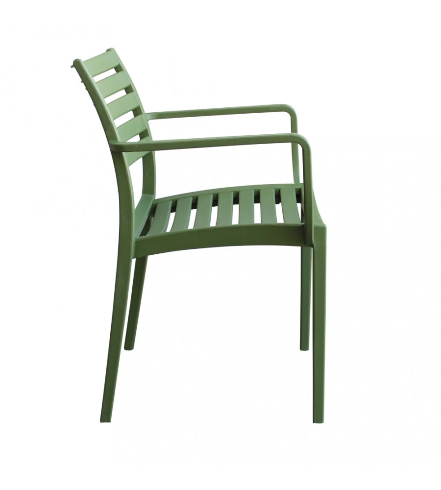 SEDIA DA ESTERNO IMPILABILE ELICA GARDEN "EVELINE" IN POLIPROPILENE VERDE SCURO 58,5X55,2X84 CM