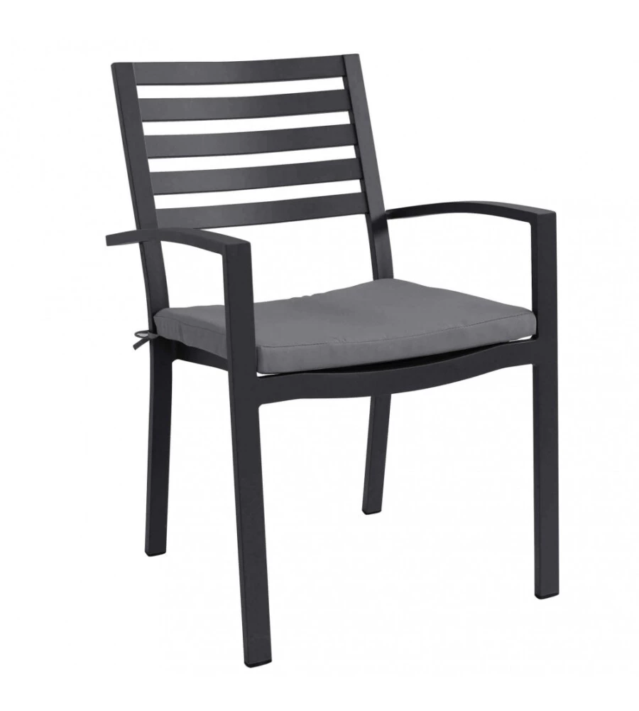 SEDIA DA ESTERNO ELICA GARDEN "FORMENTERA" CON CUSCINO IN ALLUMINIO ANTARCITE 55,5X61X85 CM