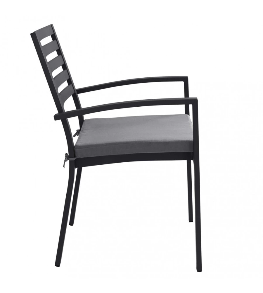 SEDIA DA ESTERNO ELICA GARDEN "FORMENTERA" CON CUSCINO IN ALLUMINIO ANTARCITE 55,5X61X85 CM