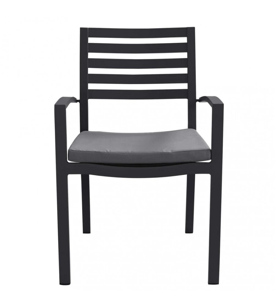 SEDIA DA ESTERNO ELICA GARDEN "FORMENTERA" CON CUSCINO IN ALLUMINIO ANTARCITE 55,5X61X85 CM