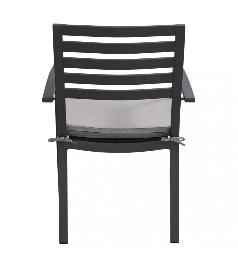 SEDIA DA ESTERNO ELICA GARDEN "FORMENTERA" CON CUSCINO IN ALLUMINIO ANTARCITE 55,5X61X85 CM
