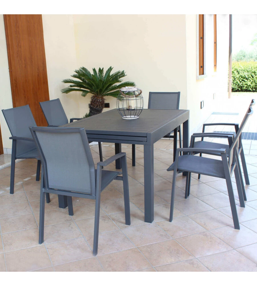 SEDIA DA ESTERNO IMPILABILE ELICA GARDEN "MAILI" IN ALLUMINIO ANTRACITE 57X61X89 CM