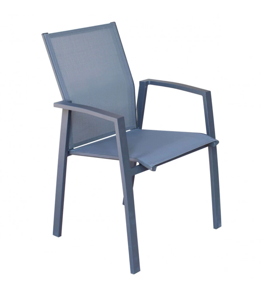 SEDIA DA ESTERNO IMPILABILE ELICA GARDEN "MAILI" IN ALLUMINIO ANTRACITE 57X61X89 CM