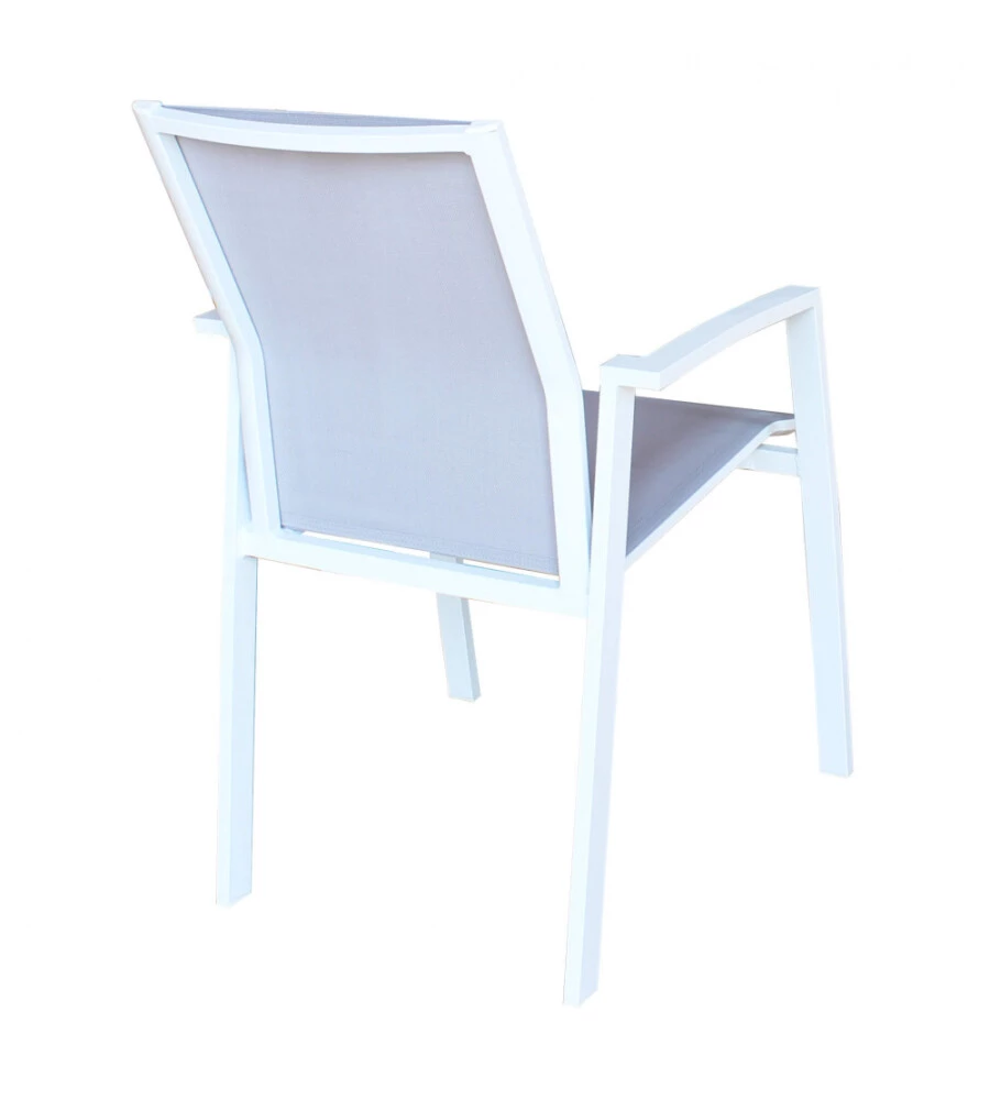 SEDIA DA ESTERNO IMPILABILE ELICA GARDEN "MAILI" IN ALLUMINIO BIANCO E GRIGIO 57X61X89 CM