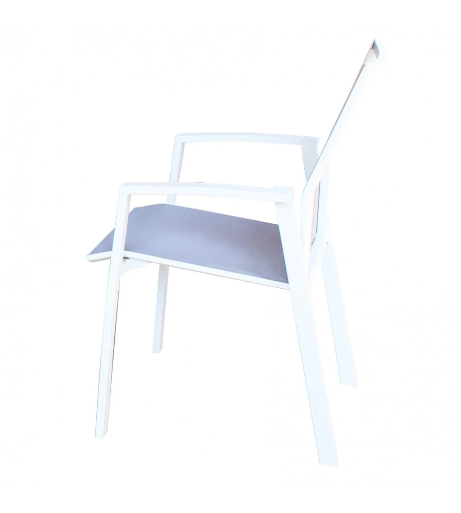 SEDIA DA ESTERNO IMPILABILE ELICA GARDEN "MAILI" IN ALLUMINIO BIANCO E GRIGIO 57X61X89 CM