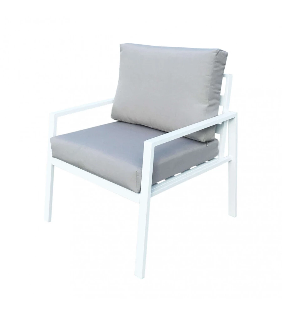 SET DA GIARDINO ELICA GARDEN "HELSINKI" IN ALLUMINIO BIANCO CON 2 POLTRONE, UN DIVANO E UN TAVOLINO