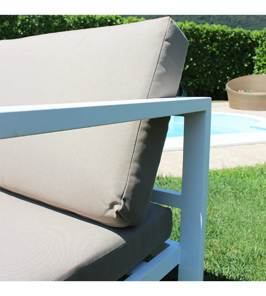 SET DA GIARDINO ELICA GARDEN "AVANA" IN ALLUMINIO BIANCO CON 2 POLTRONE, UN DIVANO E UN TAVOLINO