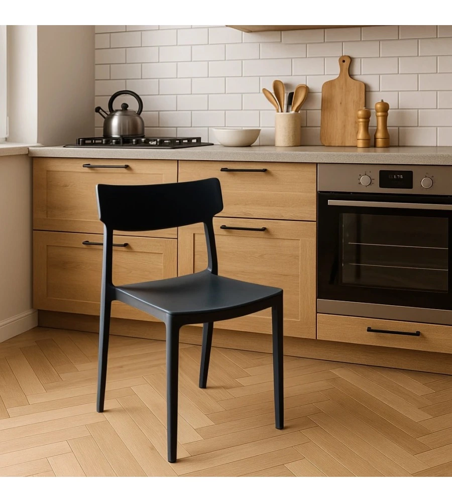 SEDIA DA ESTERNO ELICA GARDEN "DEBBY" IN POLIPROPILENE GRIGIO SCURO 46,5X49X80,5 CM