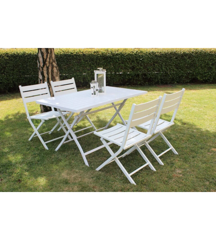 TAVOLO DA GIARDINO PIEGHEVOLE ELICA GARDEN "ALABAMA" IN ALLUMINIO BIANCO 77X130X73 CM