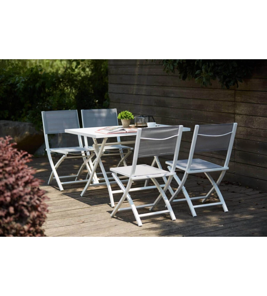 TAVOLO DA GIARDINO PIEGHEVOLE ELICA GARDEN "ALABAMA" IN ALLUMINIO BIANCO 77X130X73 CM