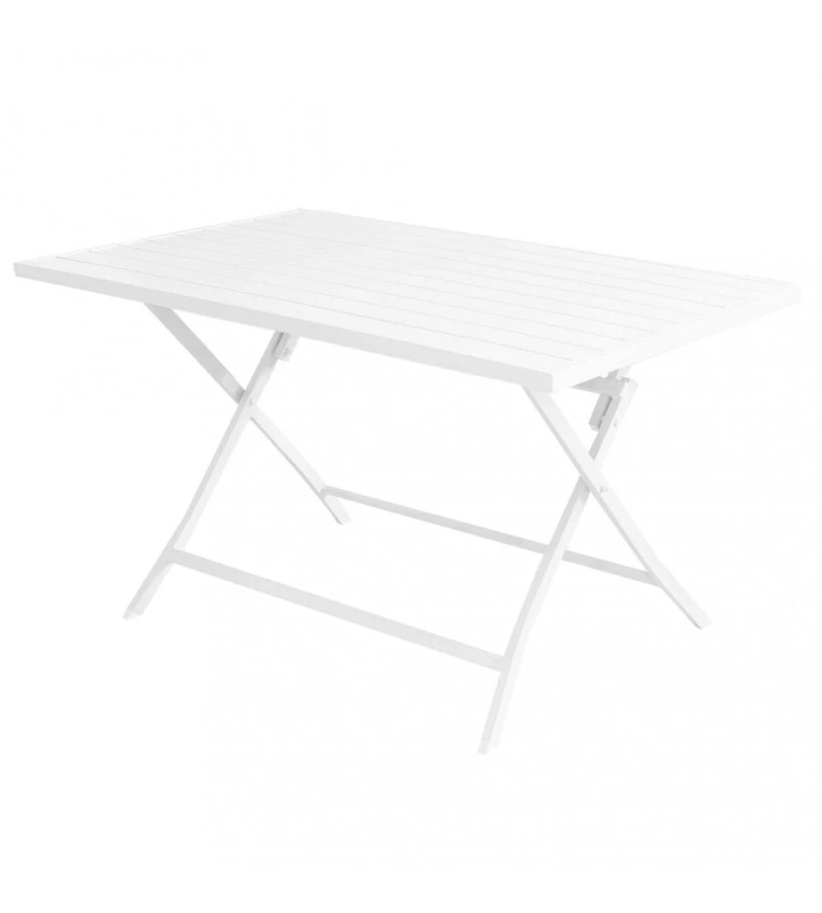 TAVOLO DA GIARDINO PIEGHEVOLE ELICA GARDEN "ALABAMA" IN ALLUMINIO BIANCO 77X130X73 CM