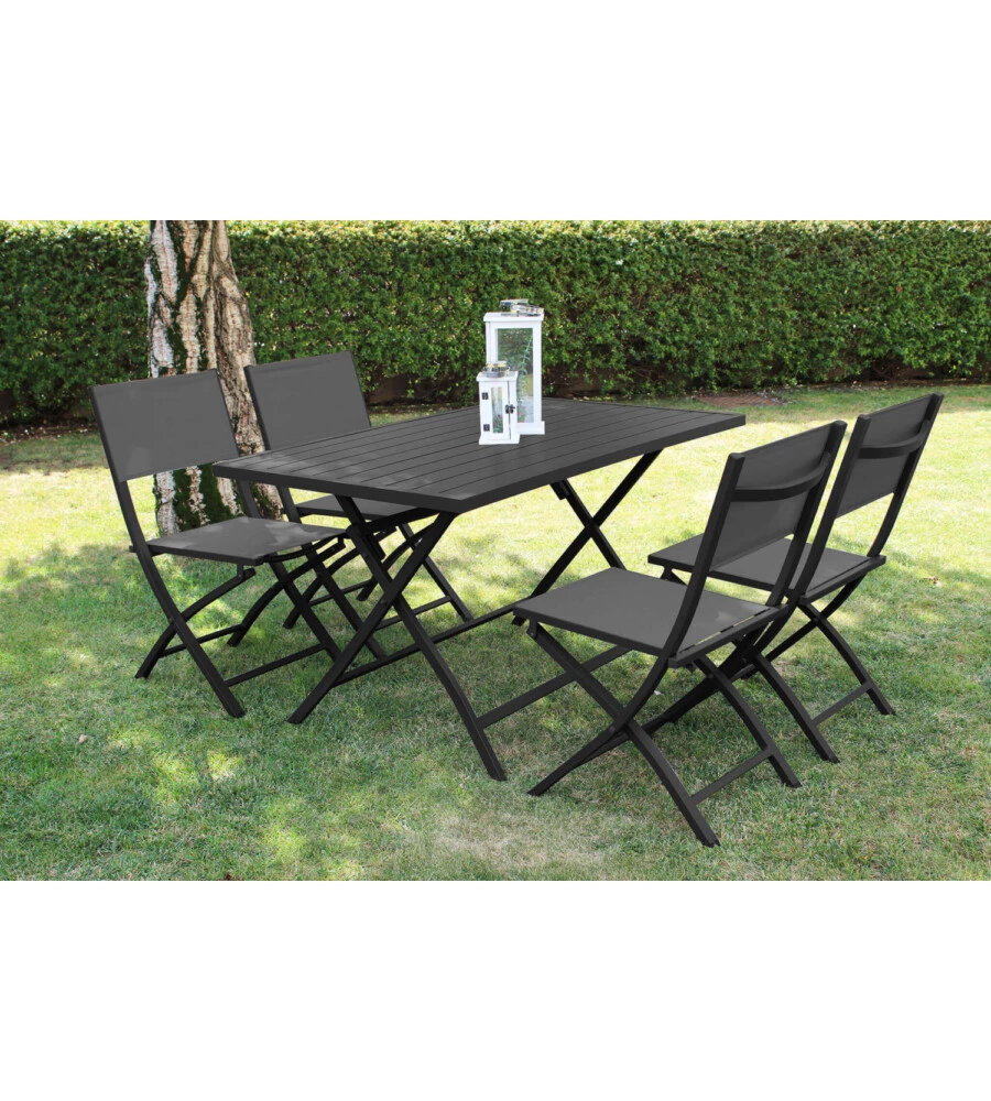 TAVOLO DA GIARDINO PIEGHEVOLE ELICA GARDEN "ALABAMA" IN ALLUMINIO ANTRACITE 77X130X73 CM