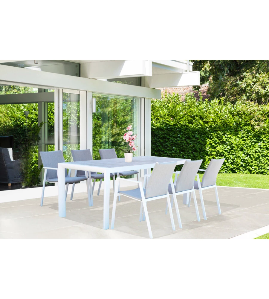 TAVOLO DA GIARDINO ELICA GARDEN "CARSON" IN ALLUMINIO BIANCO 194,5X90X74 CM