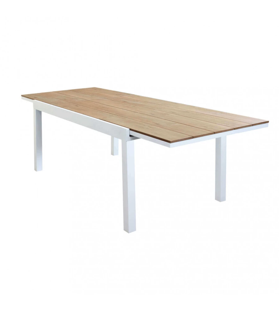 TAVOLO DA GIARDINO ALLUNGABILE ELICA GARDEN "CAYMAN" IN ALLUMINIO BIANCO E POLYWOOD 160/240X95X74 CM