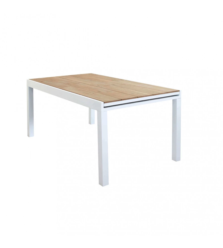 TAVOLO DA GIARDINO ALLUNGABILE ELICA GARDEN "CAYMAN" IN ALLUMINIO BIANCO E POLYWOOD 160/240X95X74 CM