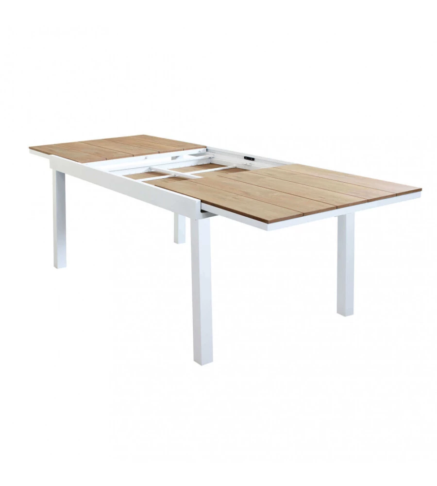 TAVOLO DA GIARDINO ALLUNGABILE ELICA GARDEN "CAYMAN" IN ALLUMINIO BIANCO E POLYWOOD 160/240X95X74 CM