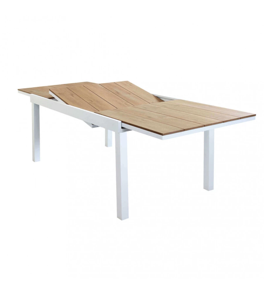 TAVOLO DA GIARDINO ALLUNGABILE ELICA GARDEN "CAYMAN" IN ALLUMINIO BIANCO E POLYWOOD 160/240X95X74 CM