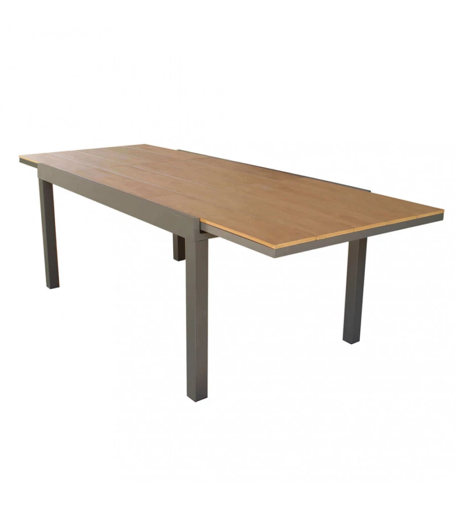TAVOLO DA GIARDINO ALLUNGABILE ELICA GARDEN "CAYMAN" IN ALLUMINIO E POLYWOOD TAUPE 160/240X95X74 CM