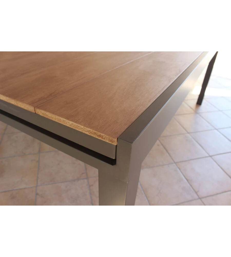 TAVOLO DA GIARDINO ALLUNGABILE ELICA GARDEN "CAYMAN" IN ALLUMINIO E POLYWOOD TAUPE 160/240X95X74 CM