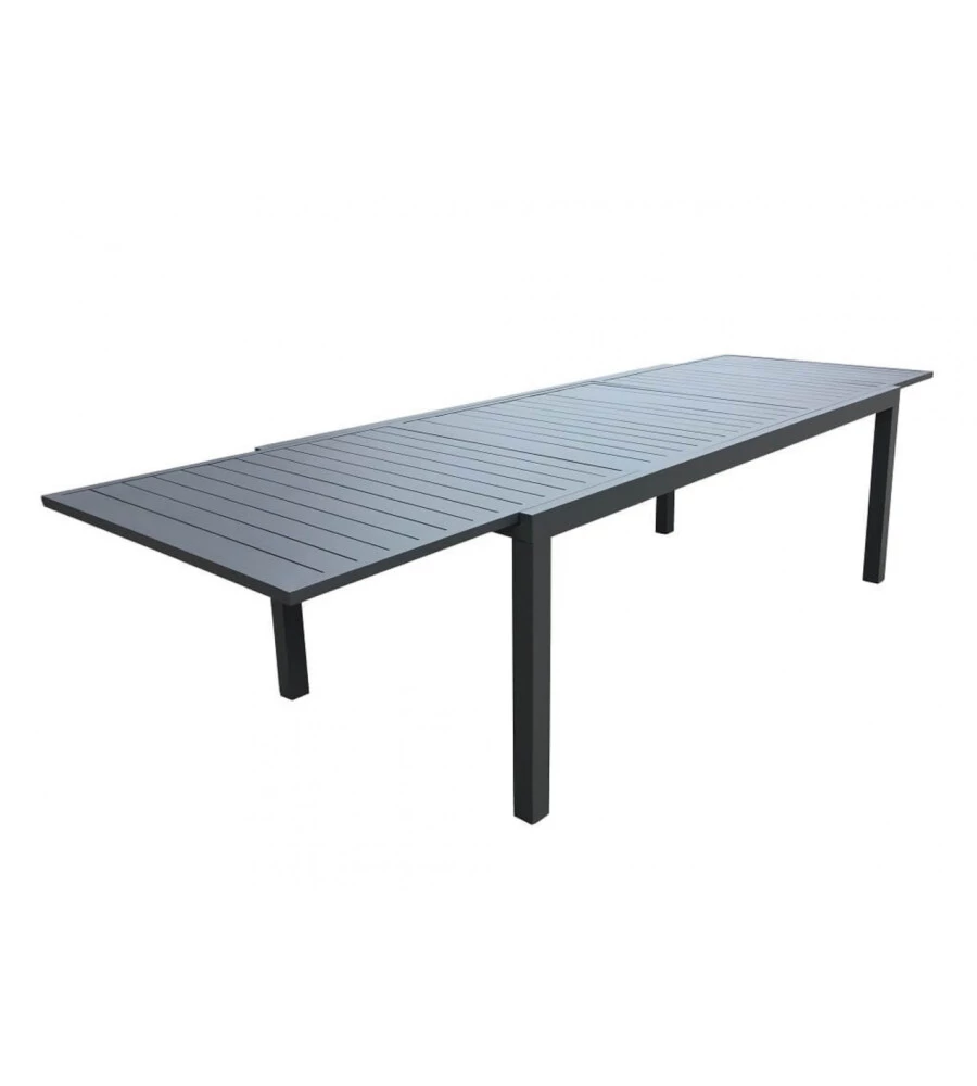 TAVOLO DA GIARDINO ALLUNGABILE ELICA GARDEN "FORMENTERA" IN ALLUMINIO ANTRACITE 160/240X100X75 CM