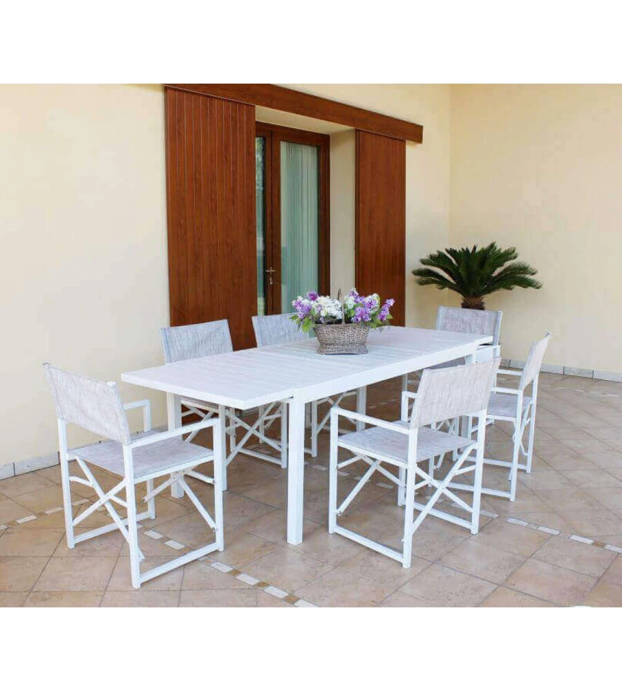 TAVOLO DA GIARDINO ALLUNGABILE ELICA GARDEN "FORMENTERA" IN ALLUMINIO BIANCO 200/300X100X75 CM