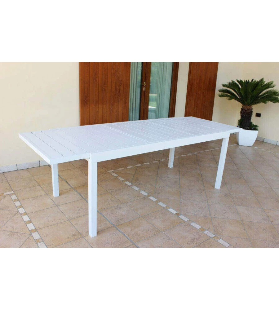 TAVOLO DA GIARDINO ALLUNGABILE ELICA GARDEN "FORMENTERA" IN ALLUMINIO BIANCO 200/300X100X75 CM