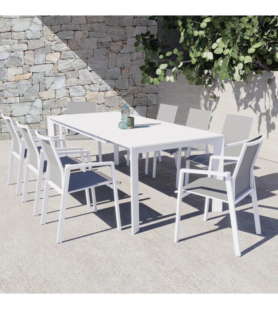 TAVOLO DA GIARDINO ALLUNGABILE ELICA GARDEN "SACRAMENTO" IN ALLUMINIO BIANCO 165/215X85X75 CM