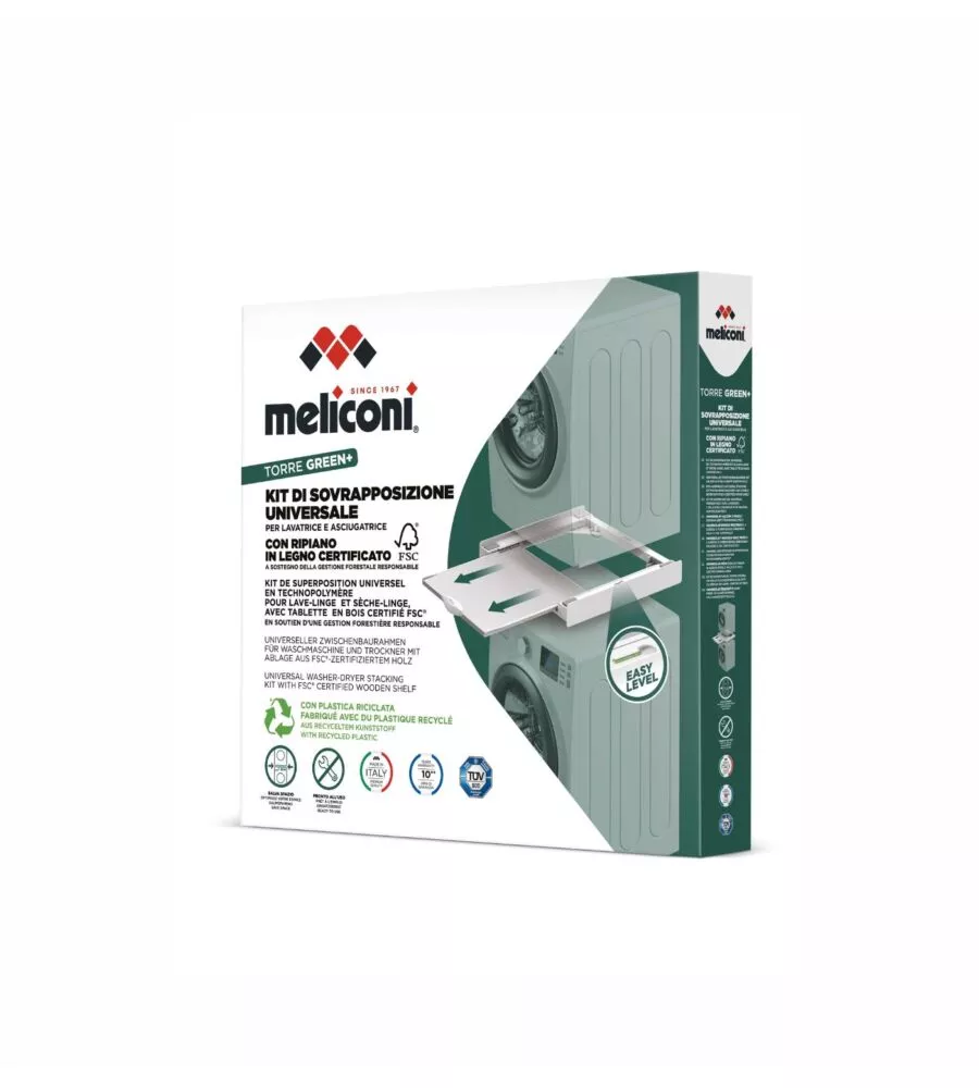 KIT DI SOVRAPPOSIZIONE UNIVERSALE PER LAVATRICE E ASCIUGATRICE "TORRE GREEN" BIANCO 59,4X8,4X63,4 CM