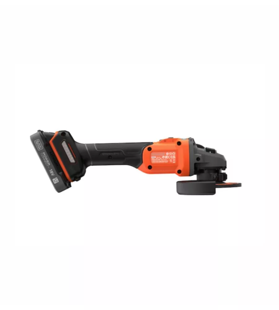 SMERIGLIATRICE ANGOLARE A BATTERIA BLACK+DECKER "BCG6L8D1S-QW" 115 MM 18V